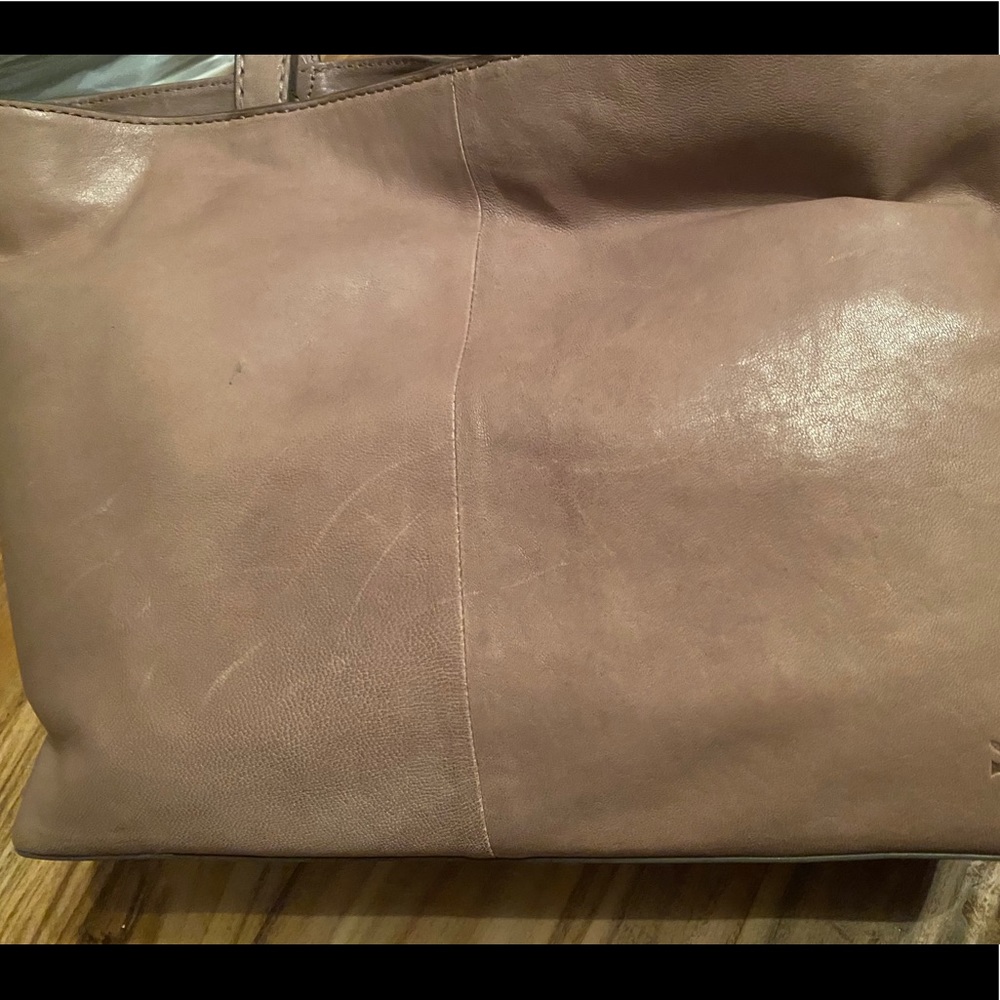 Frye Madison Leather Tote with Front Pocket Stone - Picture 9 of 10